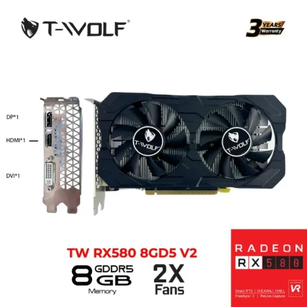 Card màn hình T-WOLF RX 580 8GB GDDR5 (V2)